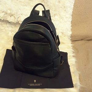 frye black leather backpack